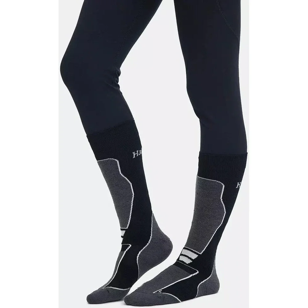 Halfdays Light Cushion Merino Ski Socks Womens XS/S 6-8 Black Grey NWT
